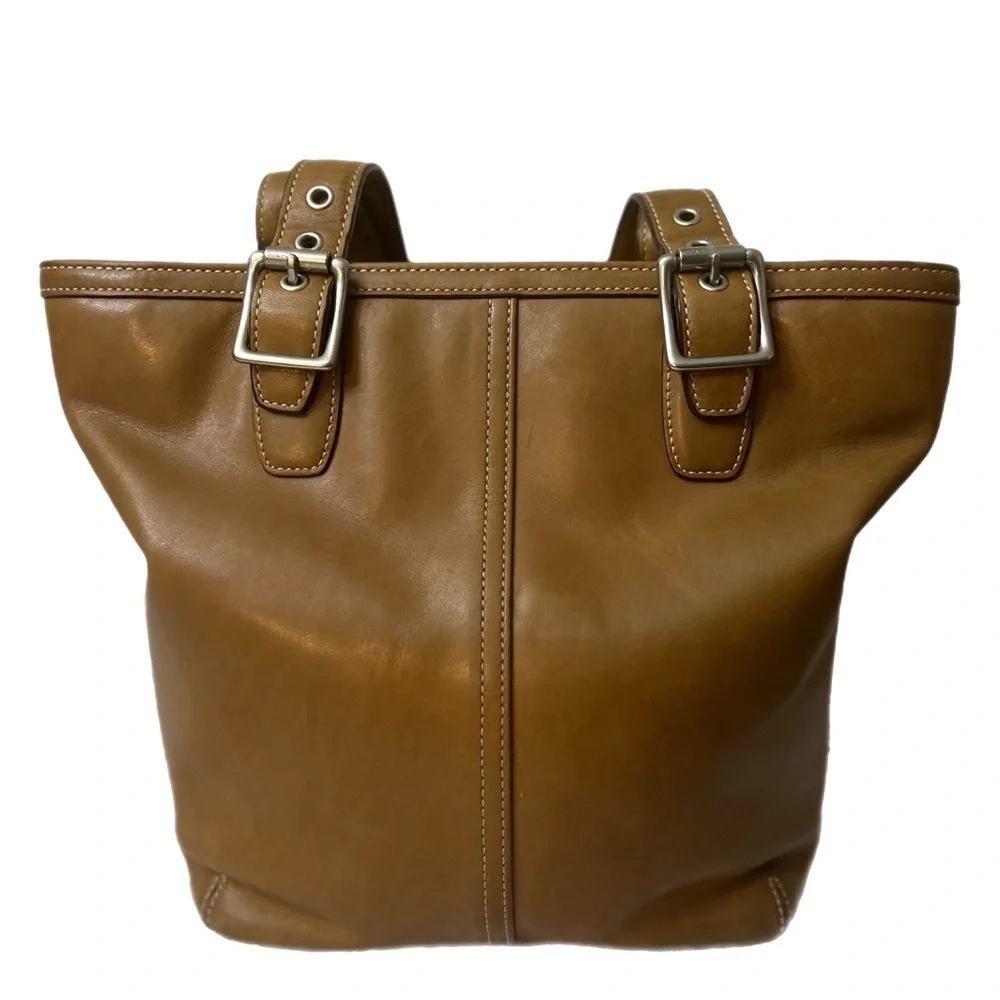 Vintage Coach #9572 Tan Leather Structured Tote